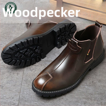 Мъжки високи кожени ботуши Yak Bird, горна част кравешки нубук, вулканизирана гумена подметка, EVA стелка, дишащи, леки, противохлъзгащи