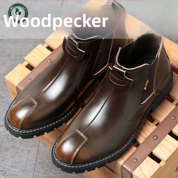 Мъжки високи кожени ботуши Yak Bird, горна част кравешки нубук, вулканизирана гумена подметка, EVA стелка, дишащи, леки, противохлъзгащи