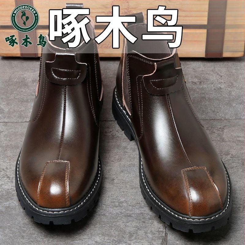 Мъжки високи кожени ботуши Yak Bird, горна част кравешки нубук, вулканизирана гумена подметка, EVA стелка, дишащи, леки, противохлъзгащи