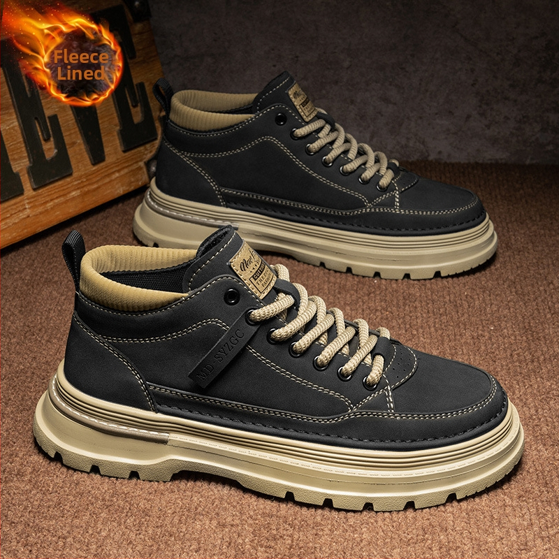 Muške Martin čizme, visoke, mikrovlakna koža, vodootporne i prozračne, iznad koljena, klin 1–3 cm, zima 2024