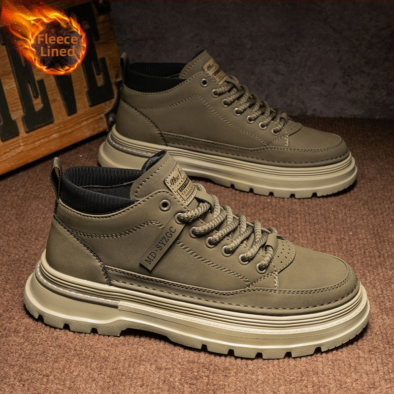 Muške Martin čizme, visoke, mikrovlakna koža, vodootporne i prozračne, iznad koljena, klin 1–3 cm, zima 2024