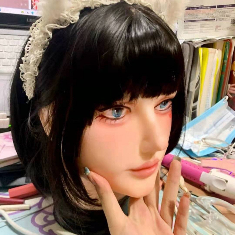 Model glave za periku - duga ravna kosa s pramenom, svilenkasta kosa, može se bojiti ili kovrčati