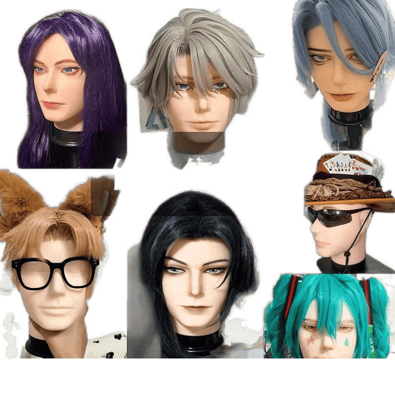 Model glave za periku - duga ravna kosa s pramenom, svilenkasta kosa, može se bojiti ili kovrčati