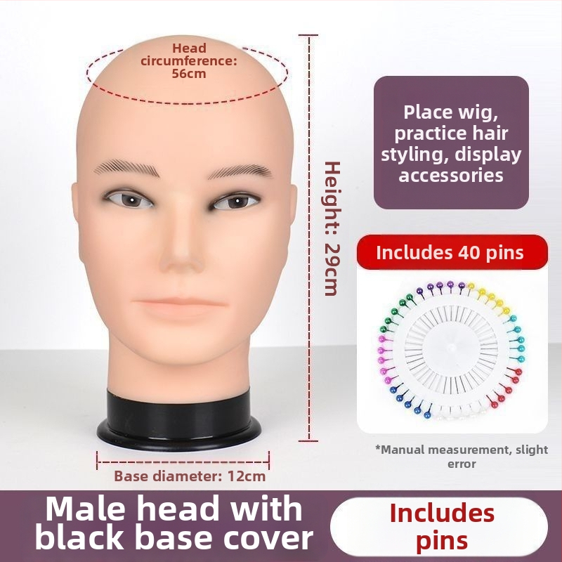 Model glave za periku - duga ravna kosa s pramenom, svilenkasta kosa, može se bojiti ili kovrčati