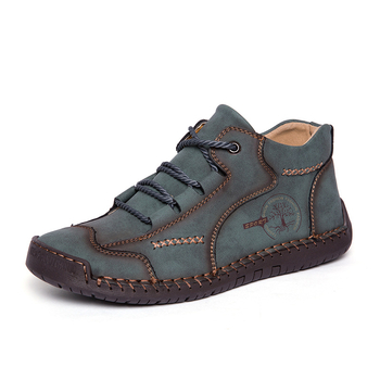 Mocasini bărbați din piele de porc, partea superioară din piele de al doilea strat, vârf rotund, talpă din tendon de vițel, design cu șiret frontal pentru toamnă