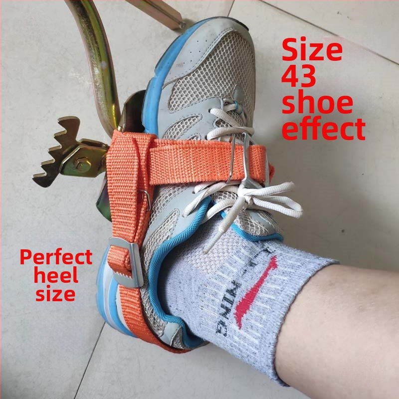 Set za penjanje po stupovima za električare: kopča za nogu, pojasevi za penjanje, proširene i debele pete te metalne vezice — zimска uporaba