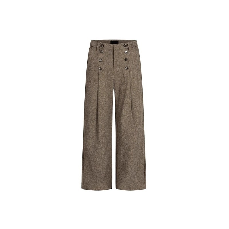 Muške sive hlače odijela, do poda, s diskretnim plisiranjem, ravno široke nogavice