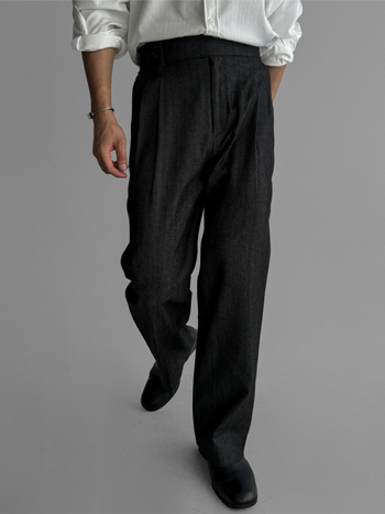 Pantaloni bărbați, amestec de bumbac 80% bumbac, Stil business ușor, Croială dreaptă, Decor cu fermoar, Primăvară-Toamnă