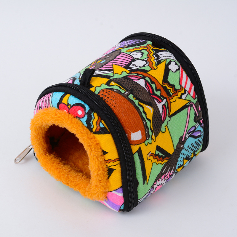 Cuib pentru hamster, din bumbac, formă circulară, portabil, pentru interior, stil desen animat