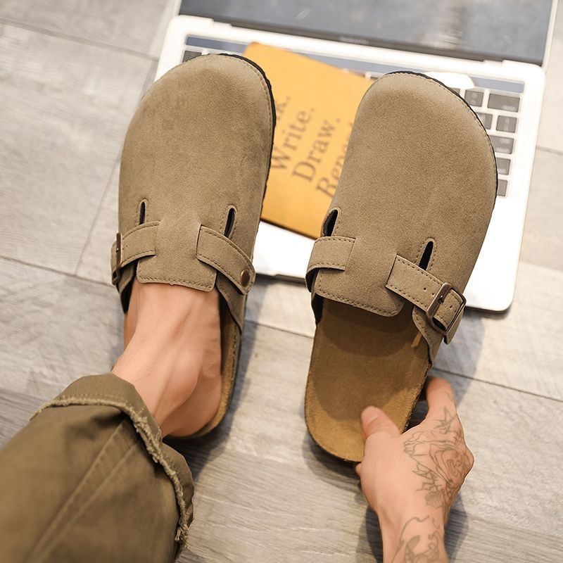 Férfi szandálok, PU felsőrész, EVA talp, csúszásmentes, Slip-On zárt orrú, nyár 2024