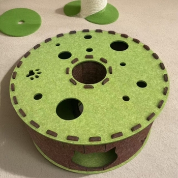 Cuib de pisică din fetru, tunel în formă de S, cu două straturi, semiînchis și respirabil, detașabil pentru interior