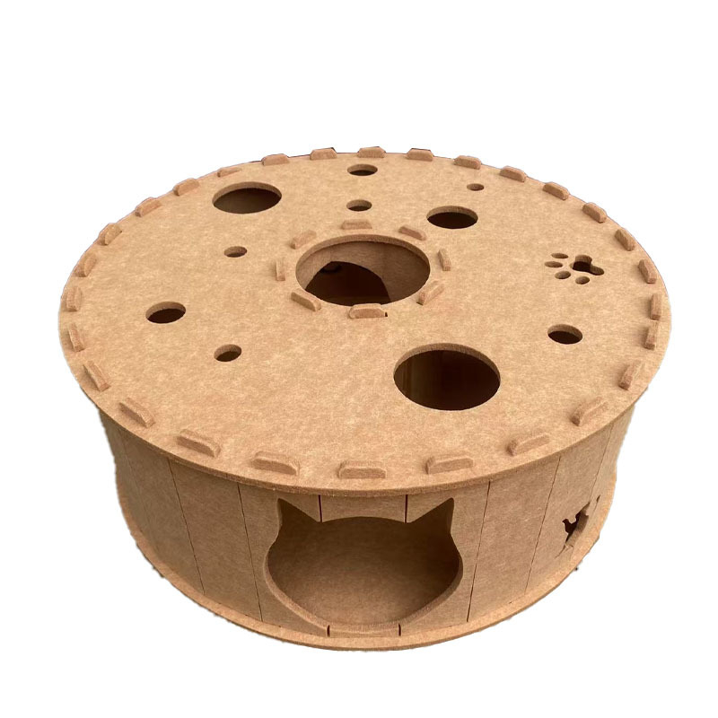 Cuib de pisică din fetru, tunel în formă de S, cu două straturi, semiînchis și respirabil, detașabil pentru interior