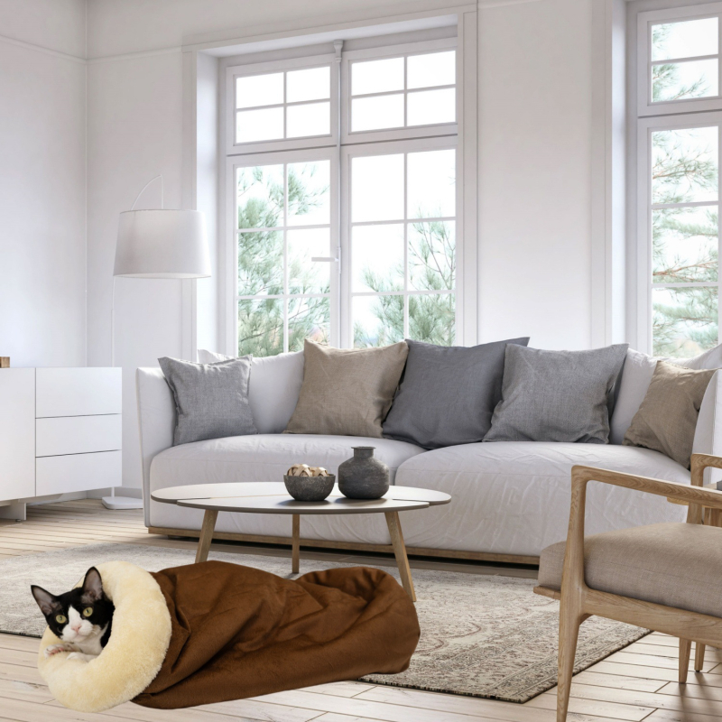 Macska fészek – poliészter belső meleg zárt ágy macskáknak, téli és őszi használatra, kapacitás 500