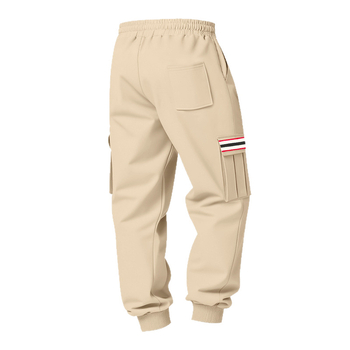 Férfi fleece-bélésű laza szabású casual nadrág, középmagas derekú, 100% poliészter, mikroelasztikus