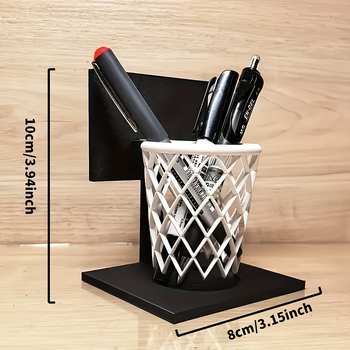 3D-εκτυπωμένος δίσκος-δοχείο για στυλό με μπασκετικό στεφάνι, για επιφάνεια εργασίας — PLA, στρογγυλό σχήμα, Διαθέσιμη προσαρμογή, Εκτύπωση λογότυπου