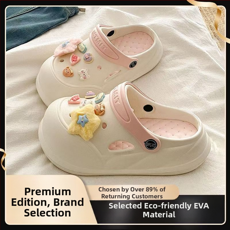 Sandale de vară pentru femei cu talpă groasă mai înaltă, antiderapante, EVA pe suprafața superioară și talpa, ușoare, talpă plată (Sole: EVA; Upper: EVA; Anti-Slip; Lightweight; Flat Bottom)