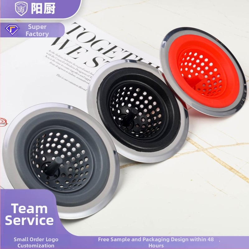 Silikonski kuhinjski filter za sudoper s rubom od nehrđajućeg čelika – filtracija vode i odvajanje otpadnih tvari pri odljevu