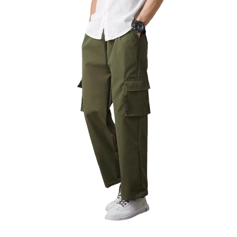 Pantalone za radno odijevanje s više džepova, ravni kroj, srednje visok struk, duljina devet bodova, 100% poliester
