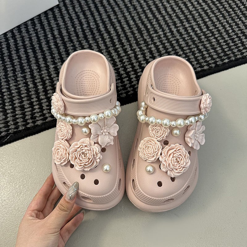 Pantofi perforați fără șiret pentru femei, EVA upper și EVA talpă, design floral, lansare 2025