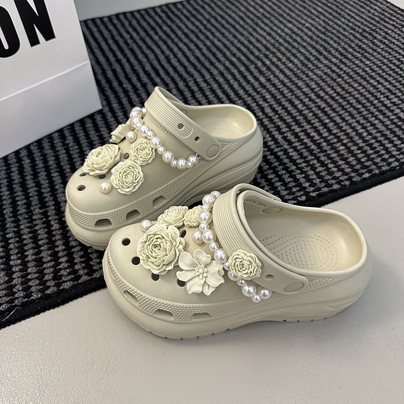 Pantofi perforați fără șiret pentru femei, EVA upper și EVA talpă, design floral, lansare 2025