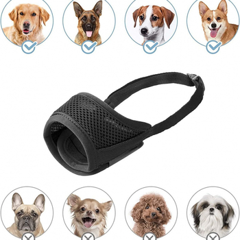 Botniță reglabilă pentru câini, anti-mușcare, anti-hrană și anti-lătrat; respirabilă și permite aportul de apă pentru câini mari