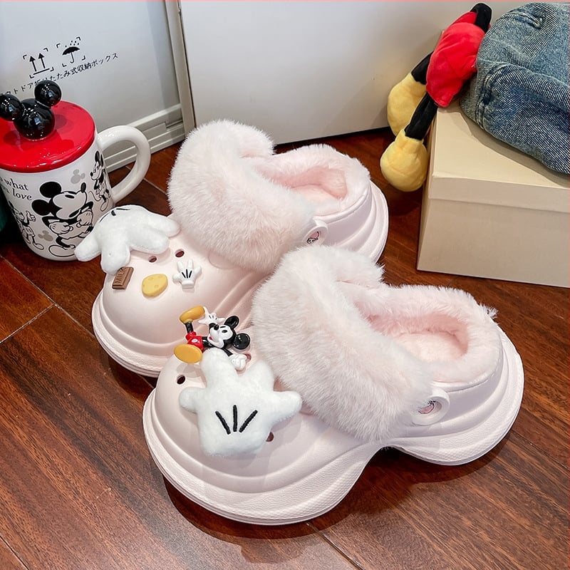 Slapi de damă Crocs-stil cu partea superioară EVA și talpă EVA, talpă de 6 cm înălțime, călduroase, antiderapante, vârf închis