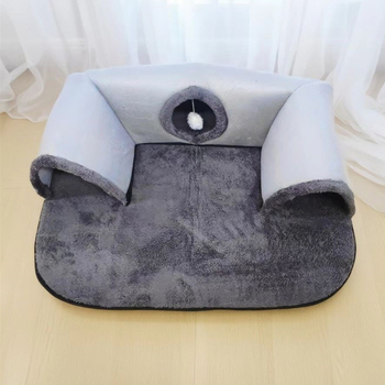 Macska fészek U‑alakú alagúttal és ággyal – szövet, levehető és mosható, búvó‑kereső játék macskáknak