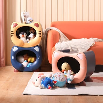 Cuib de pisică multifuncțional, cu spațiu mare de depozitare și raft pentru jucării — stackable, din PP plastic, respirabil, impermeabil, menține cald, pentru interior/exterior și montat în mașină, toate anotimpurile