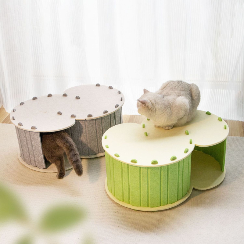 Macska fészek négy évszakos, dupla rétegű, meleg filcből, levehető és hordozható