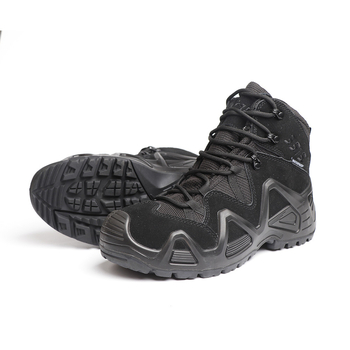 Ghete de alpinism - Şireturi frontale, Impermeabile, Talie medie, Partea superioară din piele de vițel, Talpă din cauciuc rezistentă la uzură