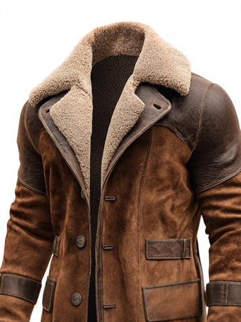 PU bőrből készült kabát, poliészter bélés, brit stílus, lazább szabás, egysoros gombolás