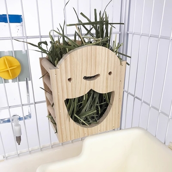 Fából készült kisállatház két az egyben fűtartóval és etetőtál, beépített rögzített fűrács — Carrot Valley, Eredet Anhui