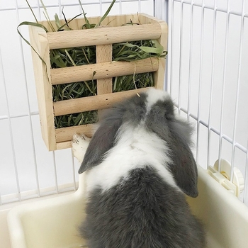 Fából készült kisállatház két az egyben fűtartóval és etetőtál, beépített rögzített fűrács — Carrot Valley, Eredet Anhui