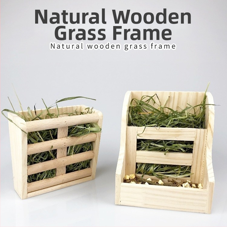 Fából készült kisállatház két az egyben fűtartóval és etetőtál, beépített rögzített fűrács — Carrot Valley, Eredet Anhui