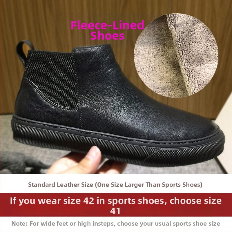 Muške Chelsea čizme od prave kože, bez vezivanja, okrugli vrh, gumena potplata, srednja visina pete 3–5 cm