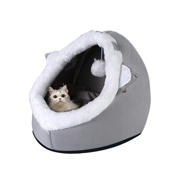 Cuib pentru animale de companie: formă drăguță de animal, design semi-închis, cald pentru iarnă; Materiale: pluș PV, bumbac PP cald, bază anti-alunecare; Potrivit pentru pisici