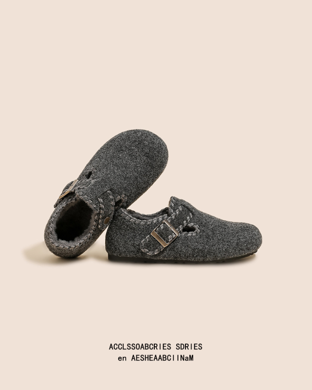 Filc női lapos cipő belső 6 cm-es magasságnöveléssel, kerek orr, filc felsőrész, filc bélés, gumi talp