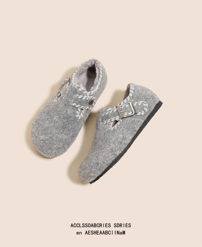 Filc női lapos cipő belső 6 cm-es magasságnöveléssel, kerek orr, filc felsőrész, filc bélés, gumi talp