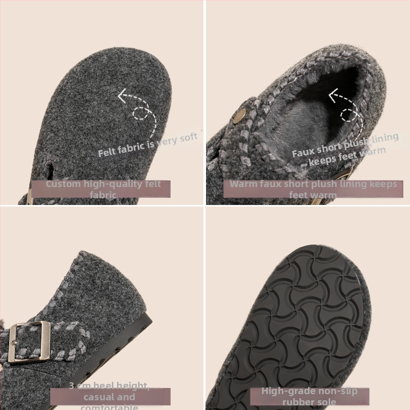 Filc női lapos cipő belső 6 cm-es magasságnöveléssel, kerek orr, filc felsőrész, filc bélés, gumi talp