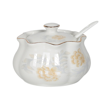 Keramički set posuda za začine za kuhinju sa soli, šećera i stakom za ocat – kineski stil, bez bušenja; Materijal: keramika; Kategorija: stalak za začine