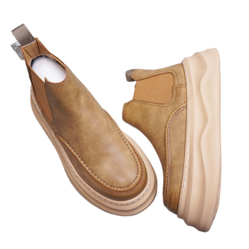 Chelsea čizme s debelom podstavlj, muške, gornji dio od mikrovlaknа + split kože, srednje visoke, 3–5 cm peta, jesen