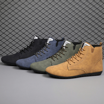 Férfi bőr bakancsok, Casual Chelsea stílus, elöl fűzős, vízálló, könnyű, csúszásmentes, kerek orr