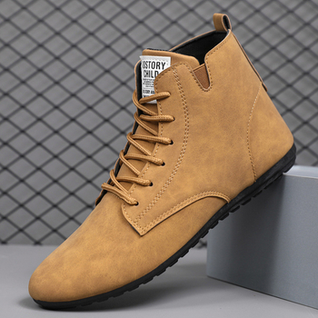 Férfi bőr bakancsok, Casual Chelsea stílus, elöl fűzős, vízálló, könnyű, csúszásmentes, kerek orr