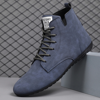 Férfi bőr bakancsok, Casual Chelsea stílus, elöl fűzős, vízálló, könnyű, csúszásmentes, kerek orr