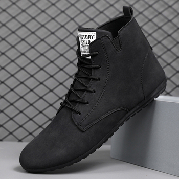 Férfi bőr bakancsok, Casual Chelsea stílus, elöl fűzős, vízálló, könnyű, csúszásmentes, kerek orr