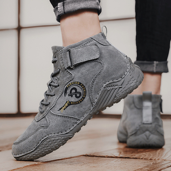 Férfi bőrből készült Martin csizma, velúr bőr felsőrész, vamp pigskin, gumitalp, meleg bélés