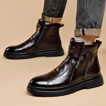 Muške Chelsea čizme od prave kože, prozračna podstava, bočni zatvarač, gumena potplat