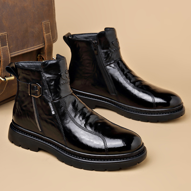 Muške Chelsea čizme od prave kože, prozračna podstava, bočni zatvarač, gumena potplat
