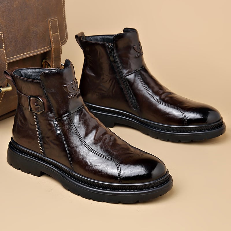 Muške Chelsea čizme od prave kože, prozračna podstava, bočni zatvarač, gumena potplat