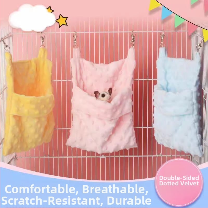 Mahaku hörcsög fészek függő hamakkal – Bean fleece, egész éves meleg, harapás elleni